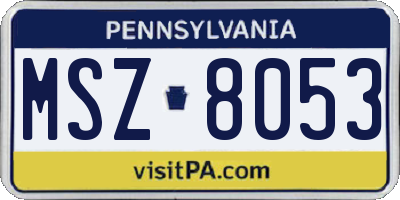 PA license plate MSZ8053