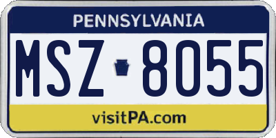 PA license plate MSZ8055