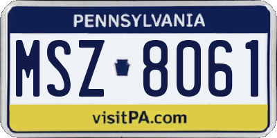PA license plate MSZ8061