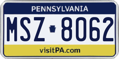 PA license plate MSZ8062