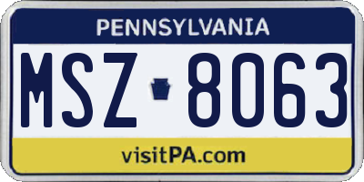 PA license plate MSZ8063
