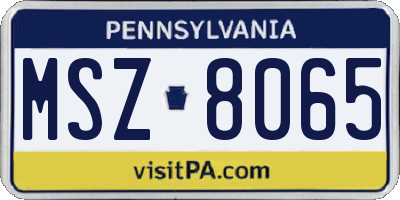 PA license plate MSZ8065