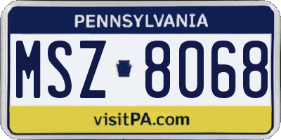 PA license plate MSZ8068