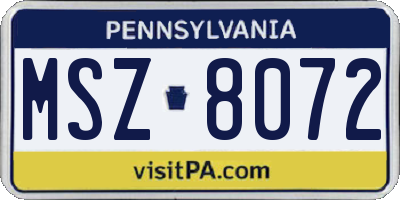 PA license plate MSZ8072