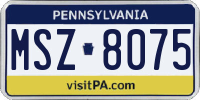 PA license plate MSZ8075