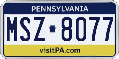 PA license plate MSZ8077