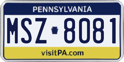 PA license plate MSZ8081