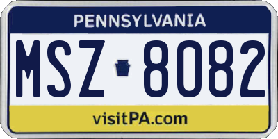 PA license plate MSZ8082