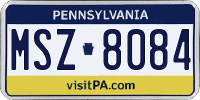 PA license plate MSZ8084