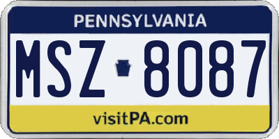 PA license plate MSZ8087