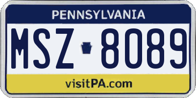 PA license plate MSZ8089