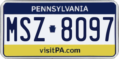 PA license plate MSZ8097