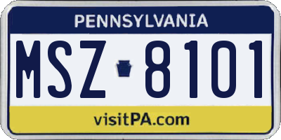 PA license plate MSZ8101
