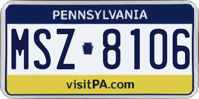 PA license plate MSZ8106