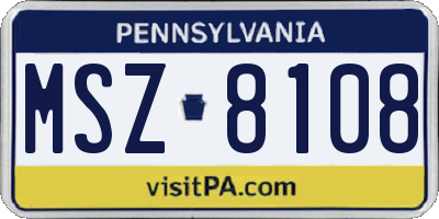 PA license plate MSZ8108