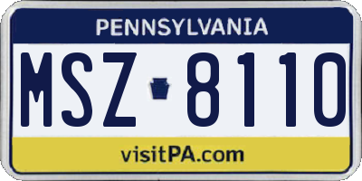 PA license plate MSZ8110
