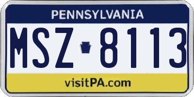 PA license plate MSZ8113