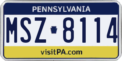 PA license plate MSZ8114