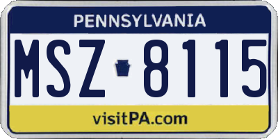 PA license plate MSZ8115
