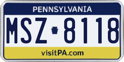 PA license plate MSZ8118