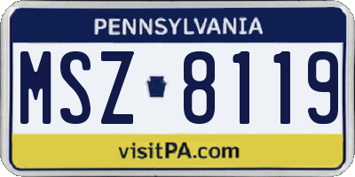 PA license plate MSZ8119
