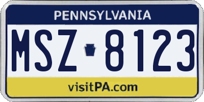 PA license plate MSZ8123