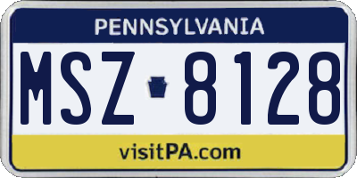 PA license plate MSZ8128