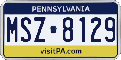 PA license plate MSZ8129