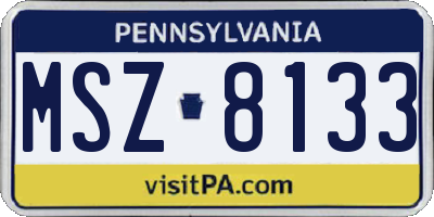 PA license plate MSZ8133
