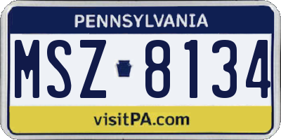 PA license plate MSZ8134