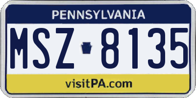 PA license plate MSZ8135