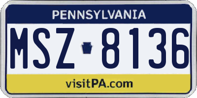 PA license plate MSZ8136