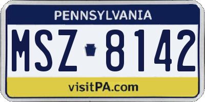 PA license plate MSZ8142