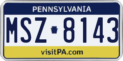 PA license plate MSZ8143