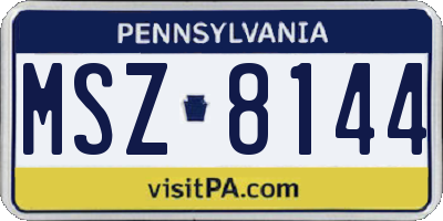 PA license plate MSZ8144