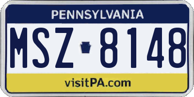 PA license plate MSZ8148