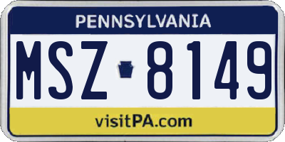 PA license plate MSZ8149