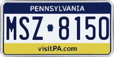 PA license plate MSZ8150