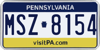 PA license plate MSZ8154