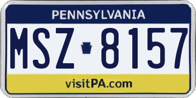 PA license plate MSZ8157