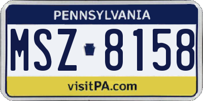PA license plate MSZ8158