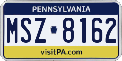 PA license plate MSZ8162