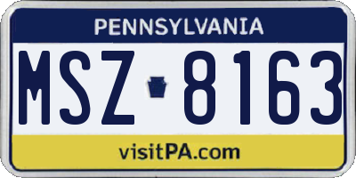 PA license plate MSZ8163