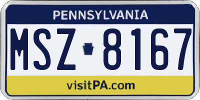 PA license plate MSZ8167