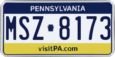 PA license plate MSZ8173