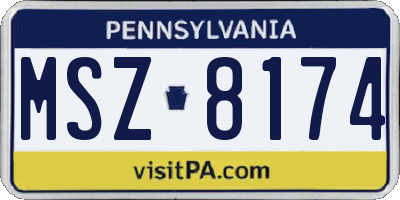 PA license plate MSZ8174