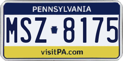 PA license plate MSZ8175