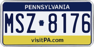 PA license plate MSZ8176
