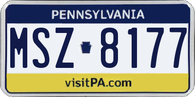 PA license plate MSZ8177