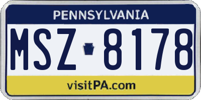 PA license plate MSZ8178